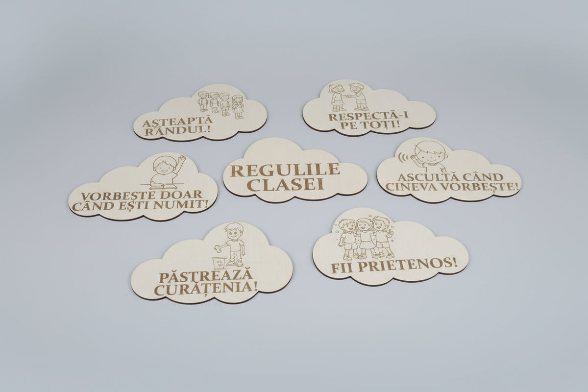 Regulile Clasei – Set educativ din lemn ☁️✨