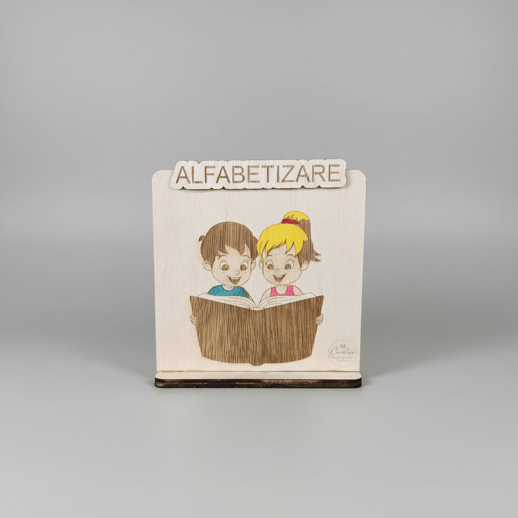 Plachetă dim lemn pentru centru de interes - ,,Alfabetizare”