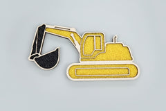 Tăviță senzorială din lemn – Excavator🚧✨