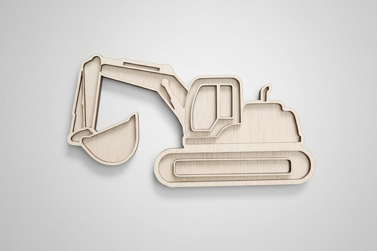 Tăviță senzorială din lemn – Excavator🚧✨