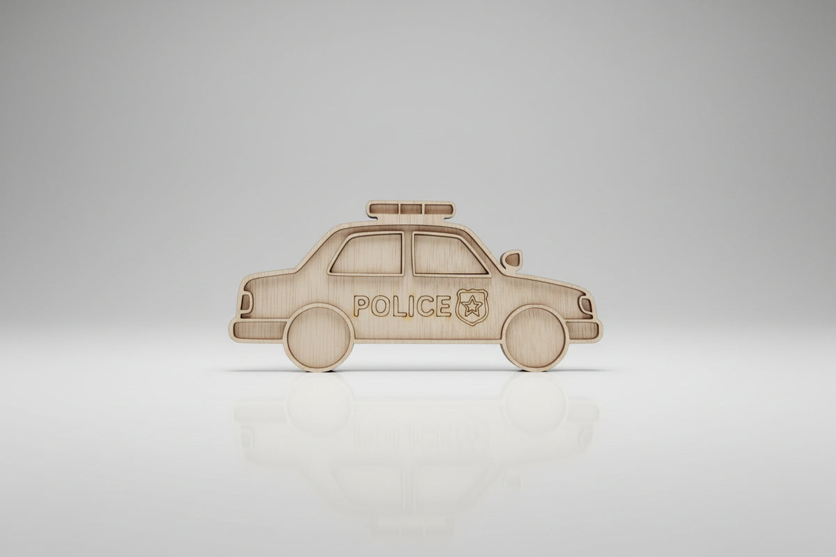 Tăviță senzorială din lemn – Mașină de poliție🚓