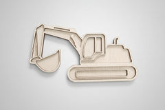 Tăviță senzorială din lemn – Excavator🚧✨