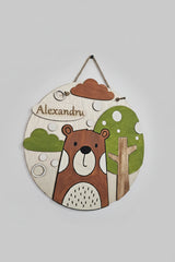 Plachetă decorativă personalizată din lemn – Ursuleț