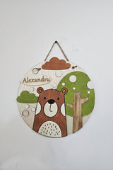 Plachetă decorativă personalizată din lemn – Ursuleț