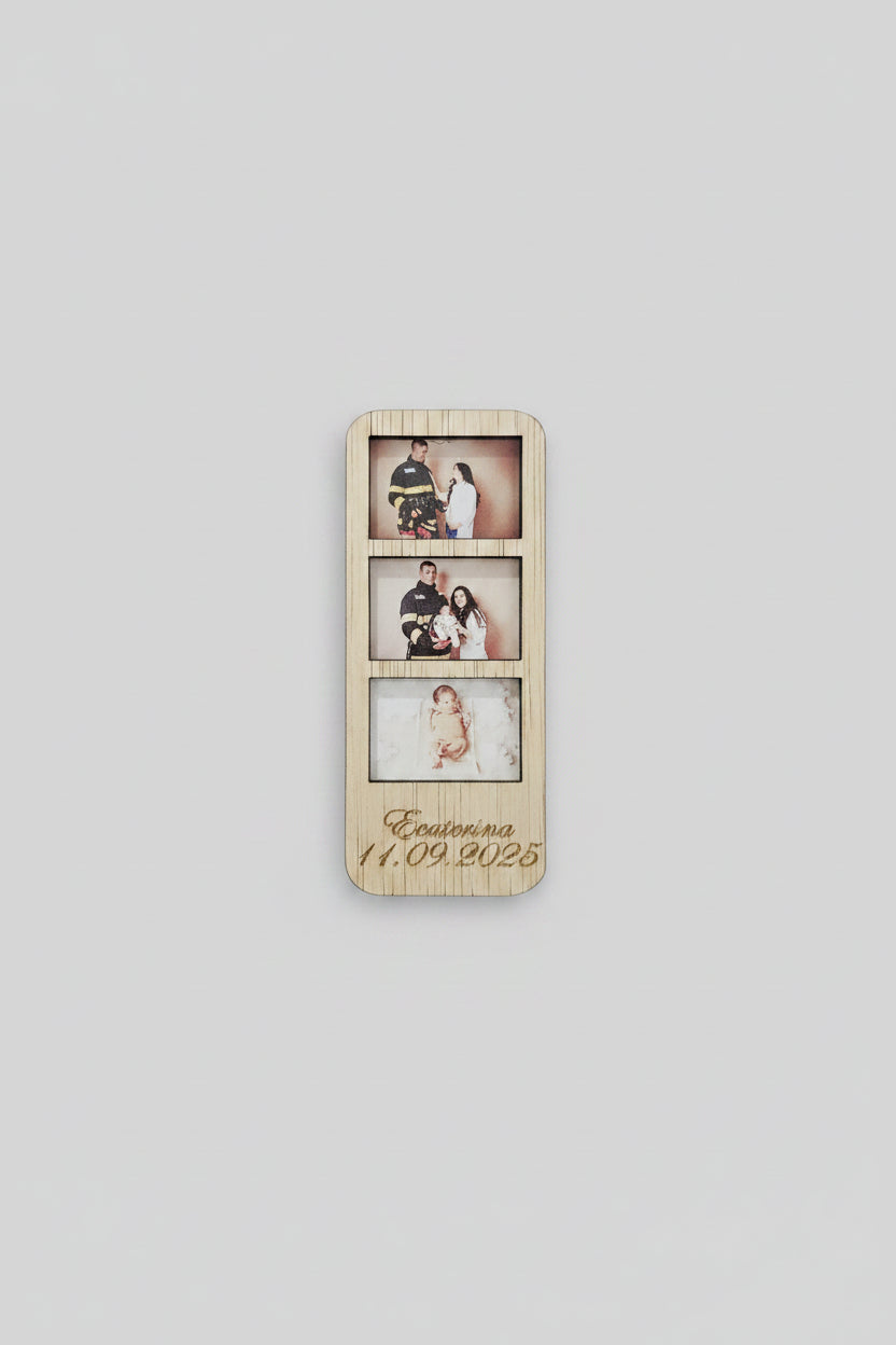 Mărturie magnetică din lemn cu fotografii personalizate