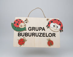 Plachetă decorativă din lemn personalizată – Grupa/Clasa Buburuzelor 🐞