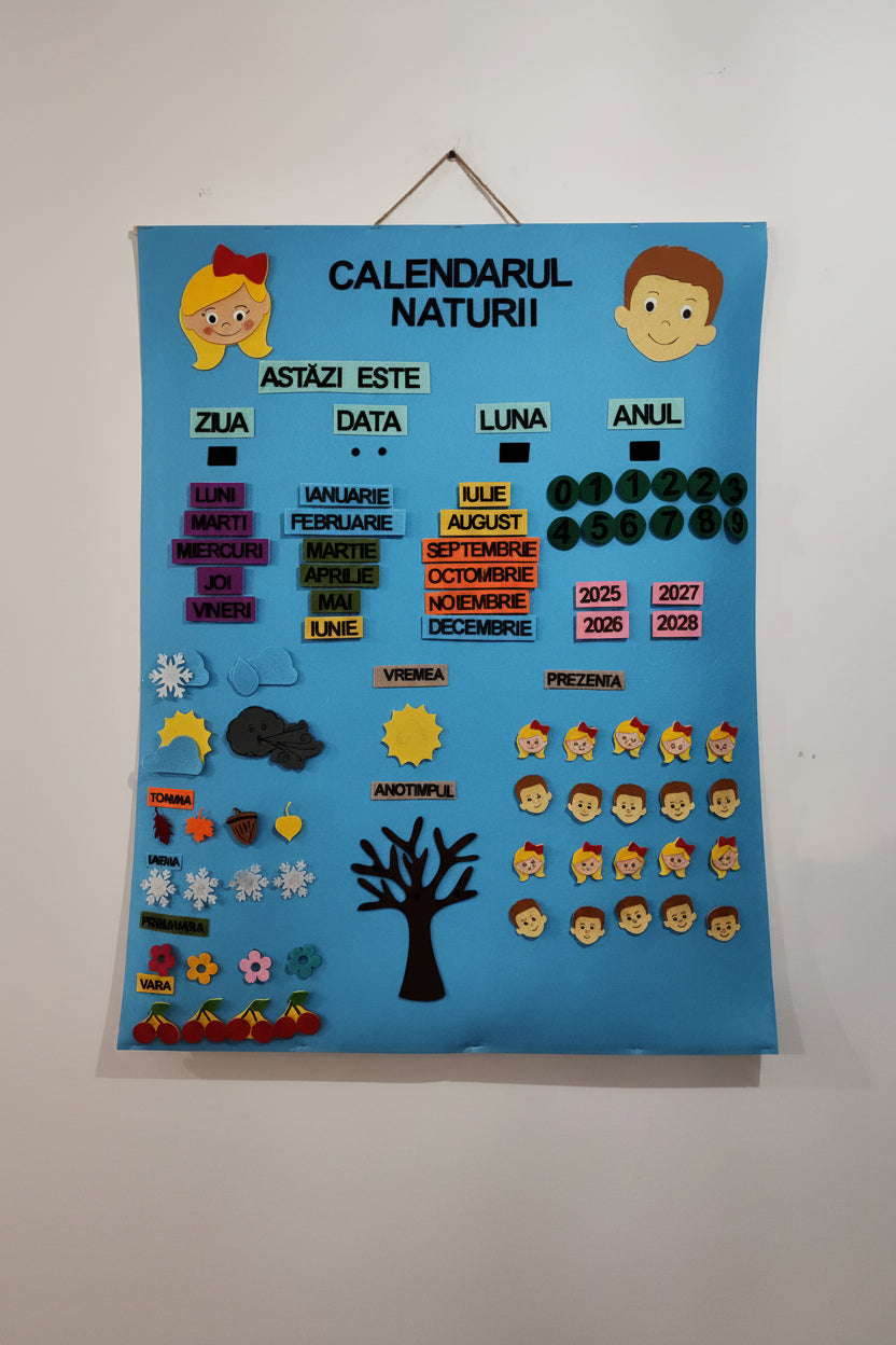 Calendarul Naturii din Fetru – Panou Educațional Moale și Interactiv pentru Grădiniță