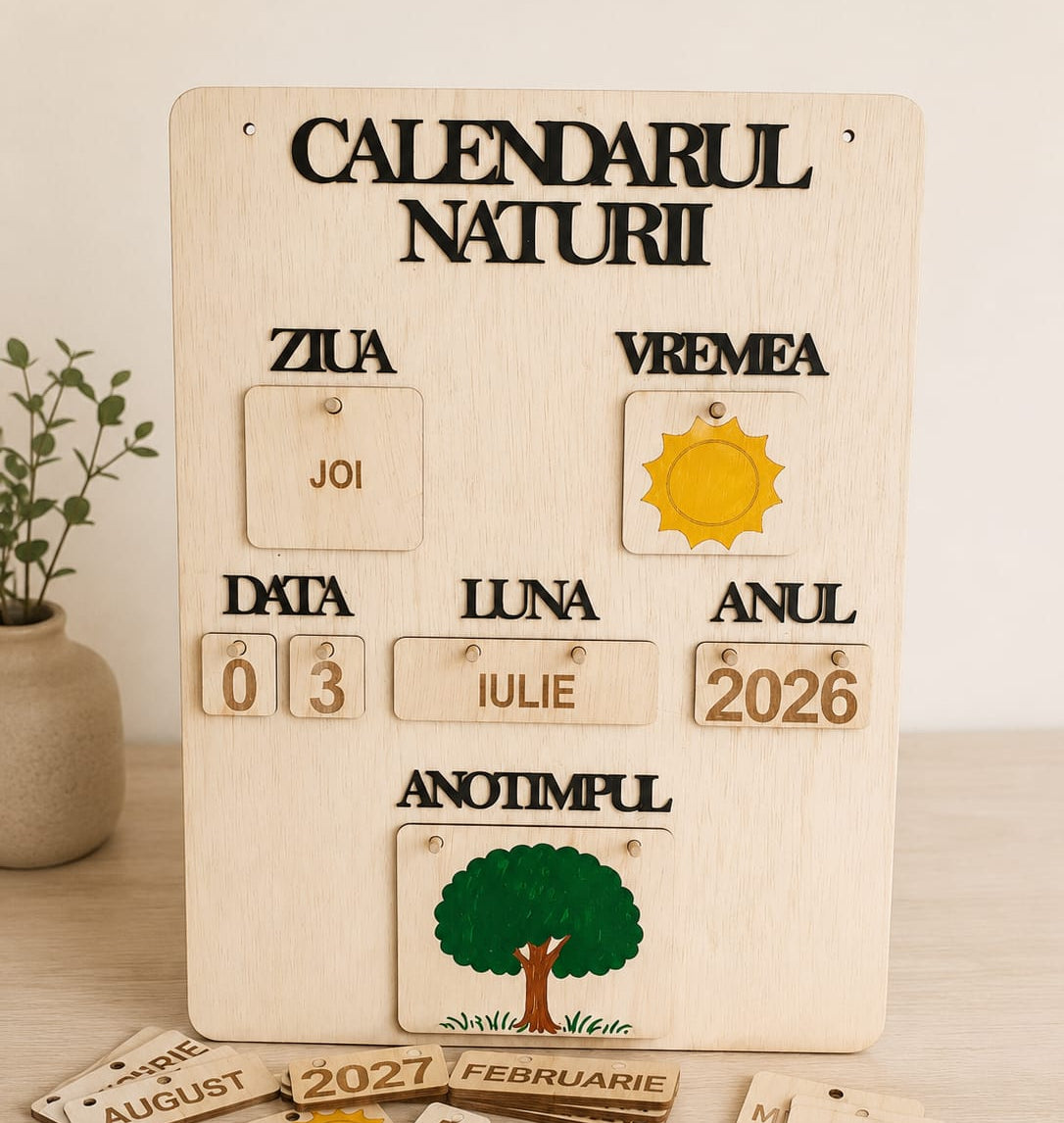 Calendarul Naturii din lemn – Material educațional interactiv pentru grădiniță🌳☀️