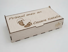 Set personalizat de Etape Lunare din lemn – Primul Meu An | 13 plăcuțe + cutie personalizată 🌿📸